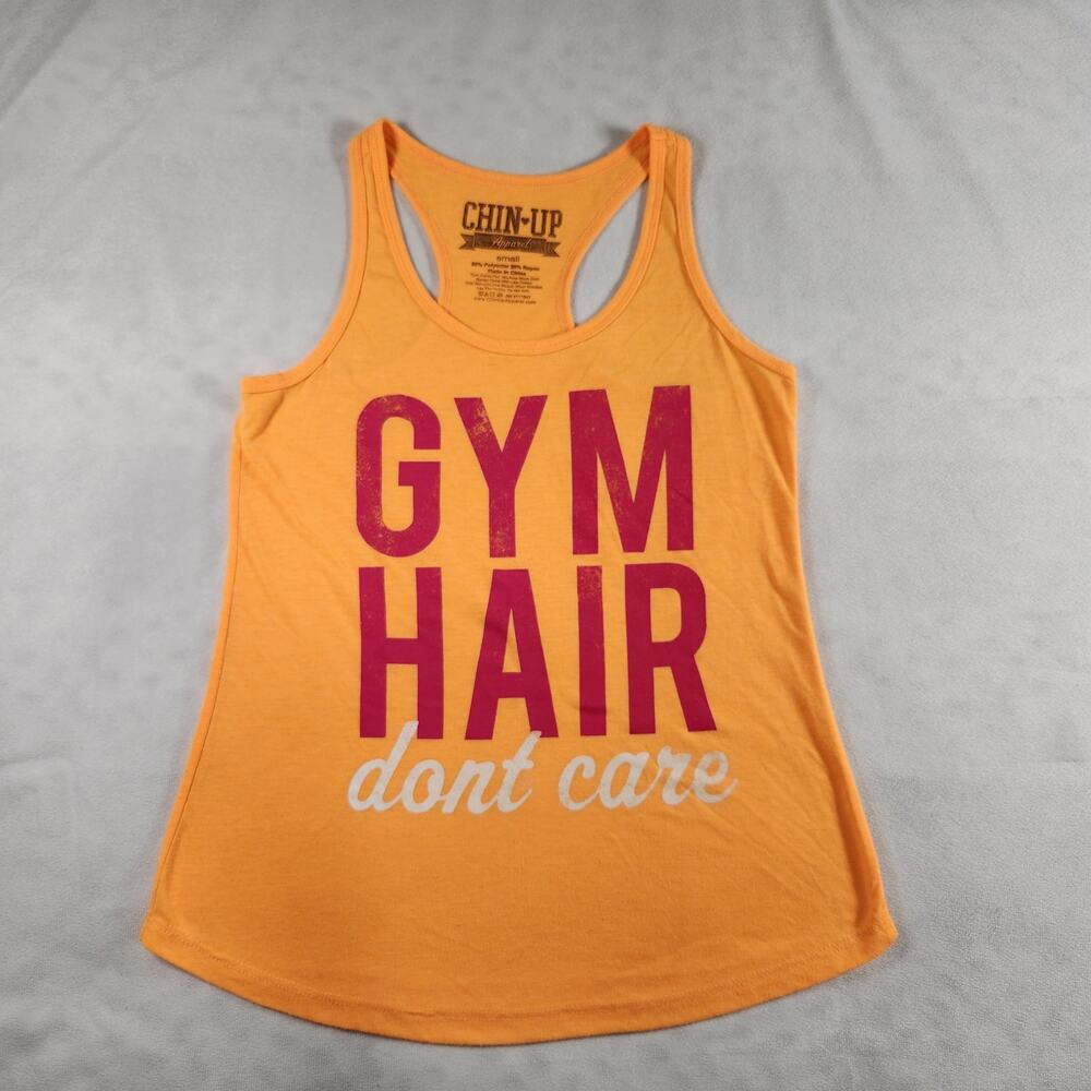 CHIN UP Lightweight Activewear Workout Tank Top - Small - Flowy Cute Fun Orange